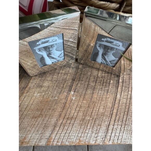 Restoration Hardware Silver Hinged Frame New Display Condition Double Frame - Picture 2 of 7